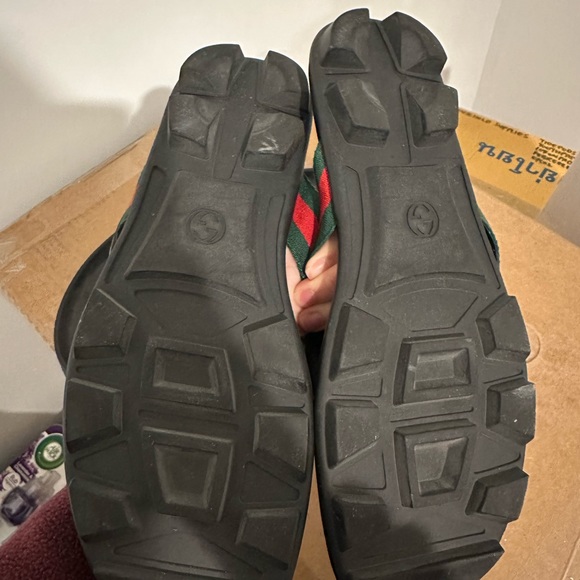 NWOT MENS GUCCI WEB AND LEATHER THONG SANDAL US 9. NO DUST BAG AND NO SHOE BOX. - Picture 6 of 8